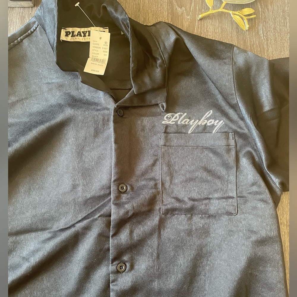 black playboy shirt never worn with tag silk material
